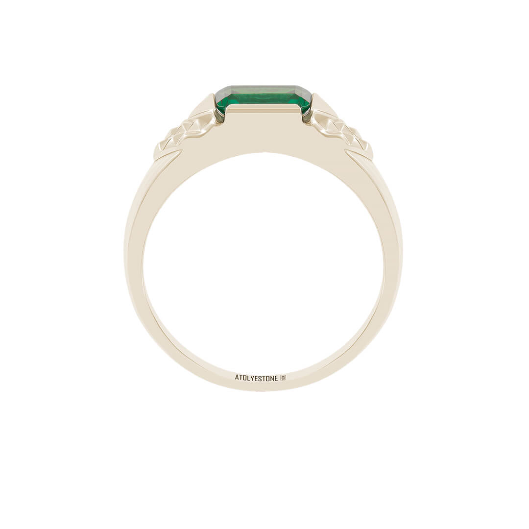 Solid Gold Pyramid Emerald Signet Ring