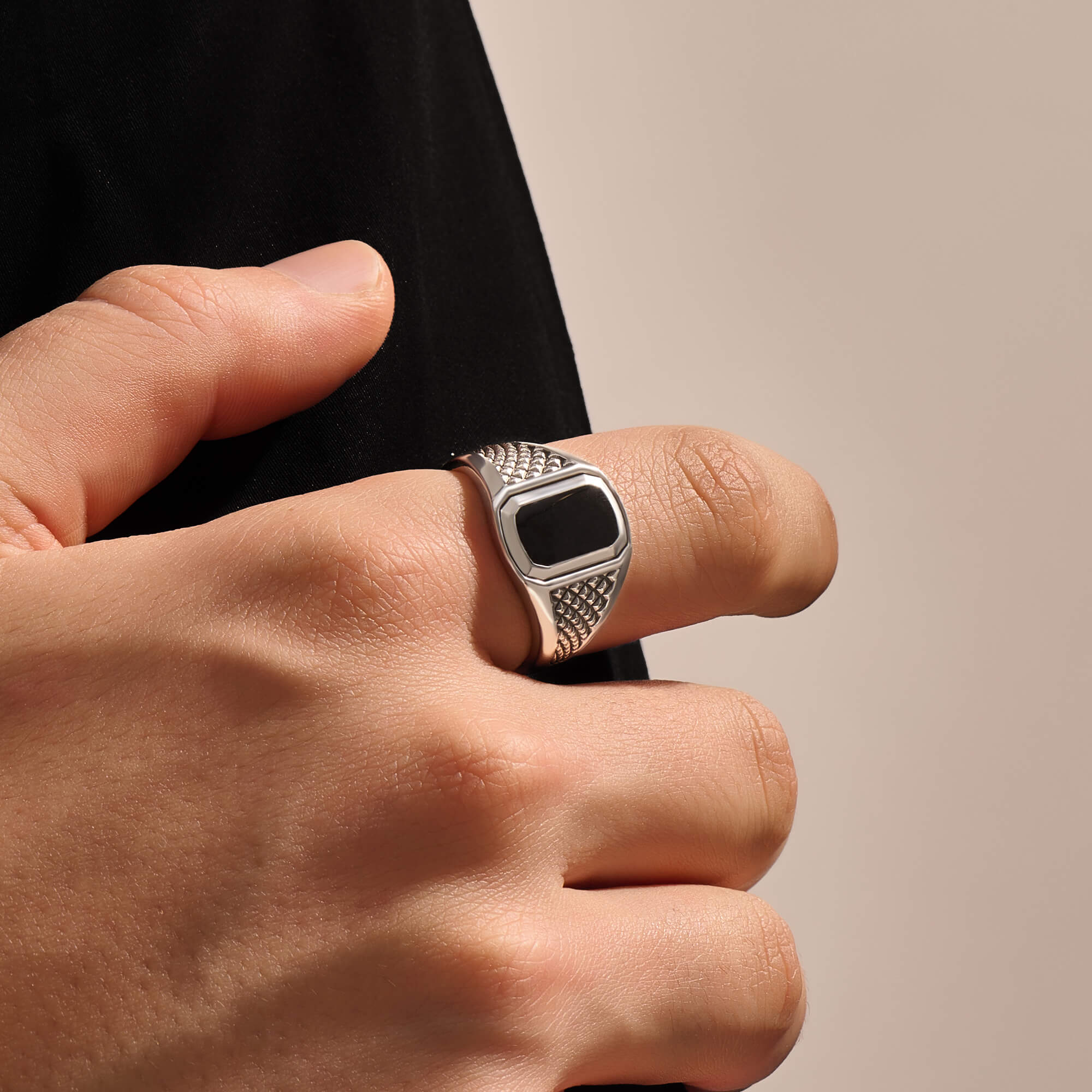 925 Solid Silver Designer Pyramid Signet Ring for Men