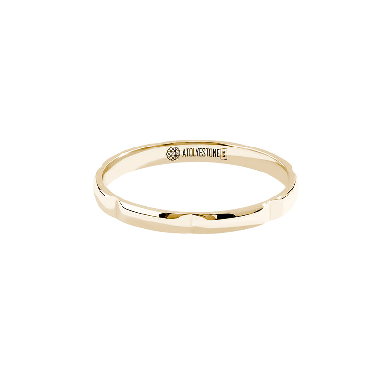 Men's Real Gold Wedding Band Ring, Rectangular Linked Band