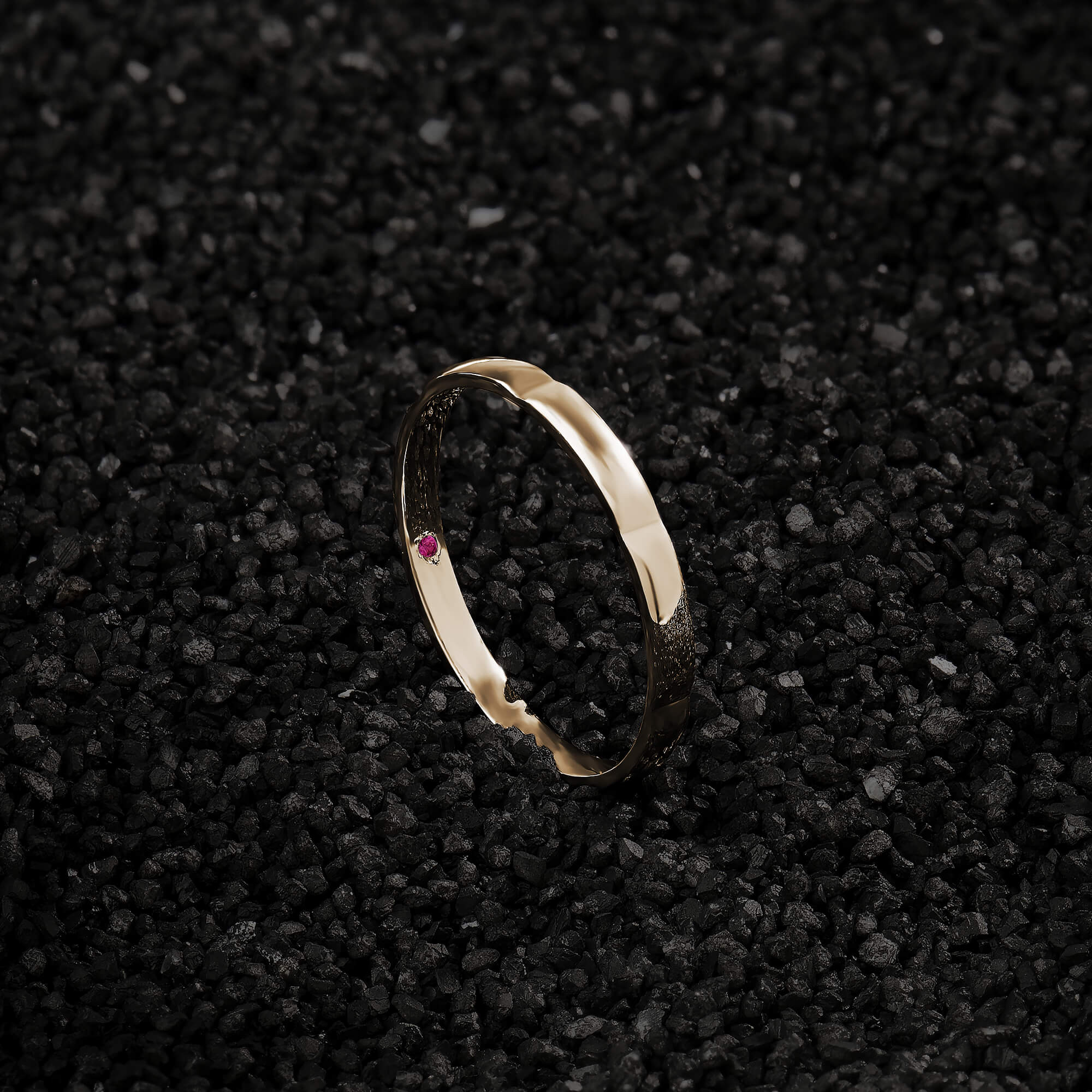 Solid Gold Rectangular Linked 2.50mm Wedding Band