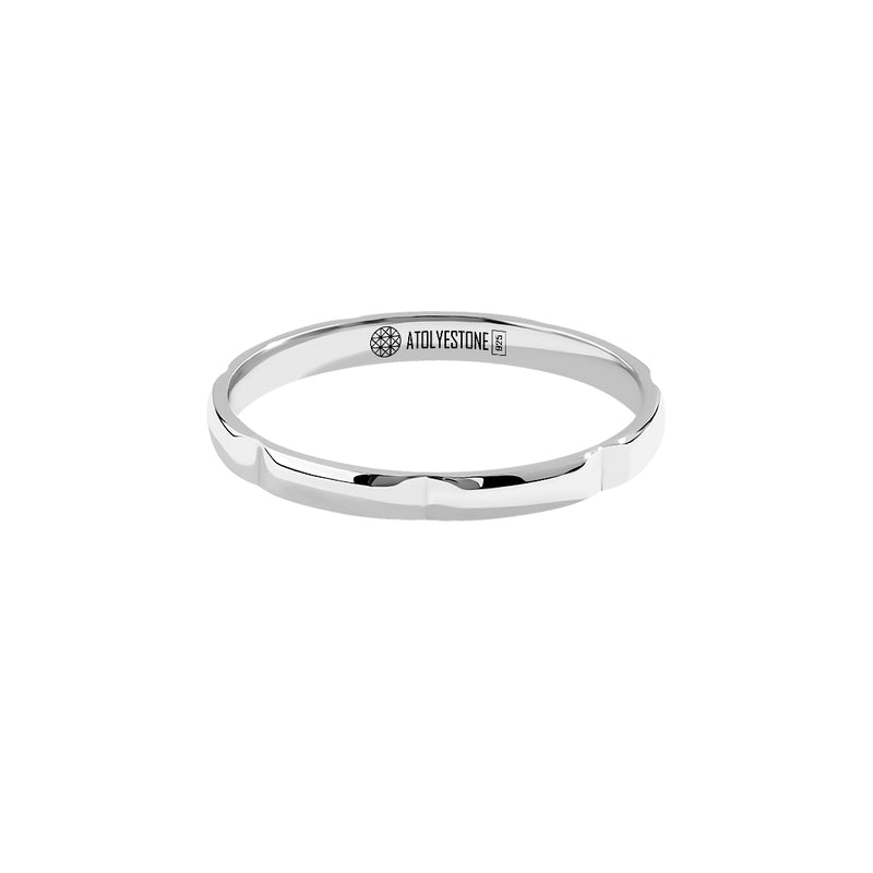 Men's Rectanglular Linked Band Ring Solid Silver