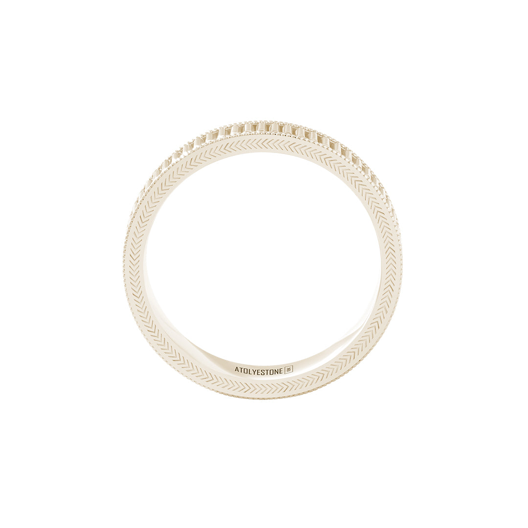 Golden Ribbed Band Ring
