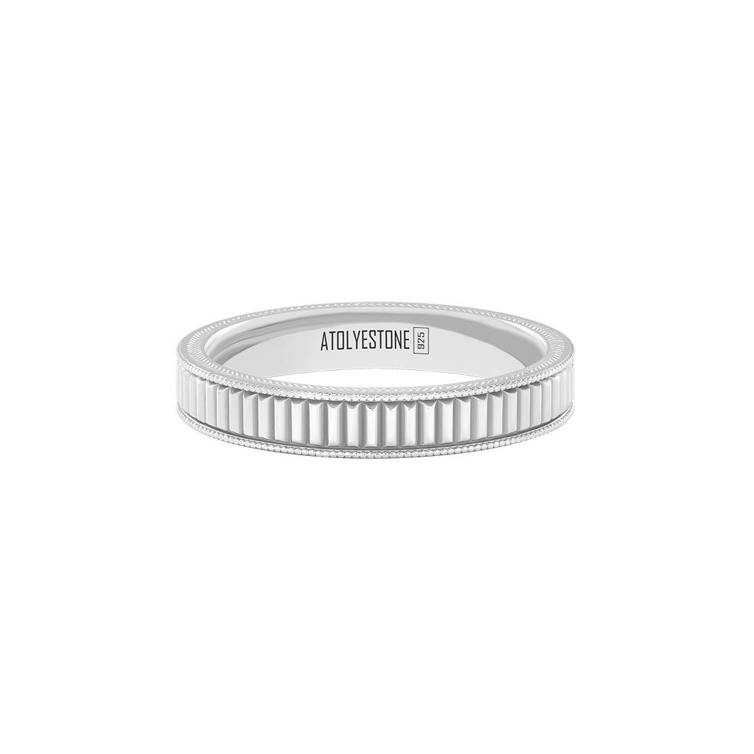 Ribbed Band Ring in 925 Solid Silver