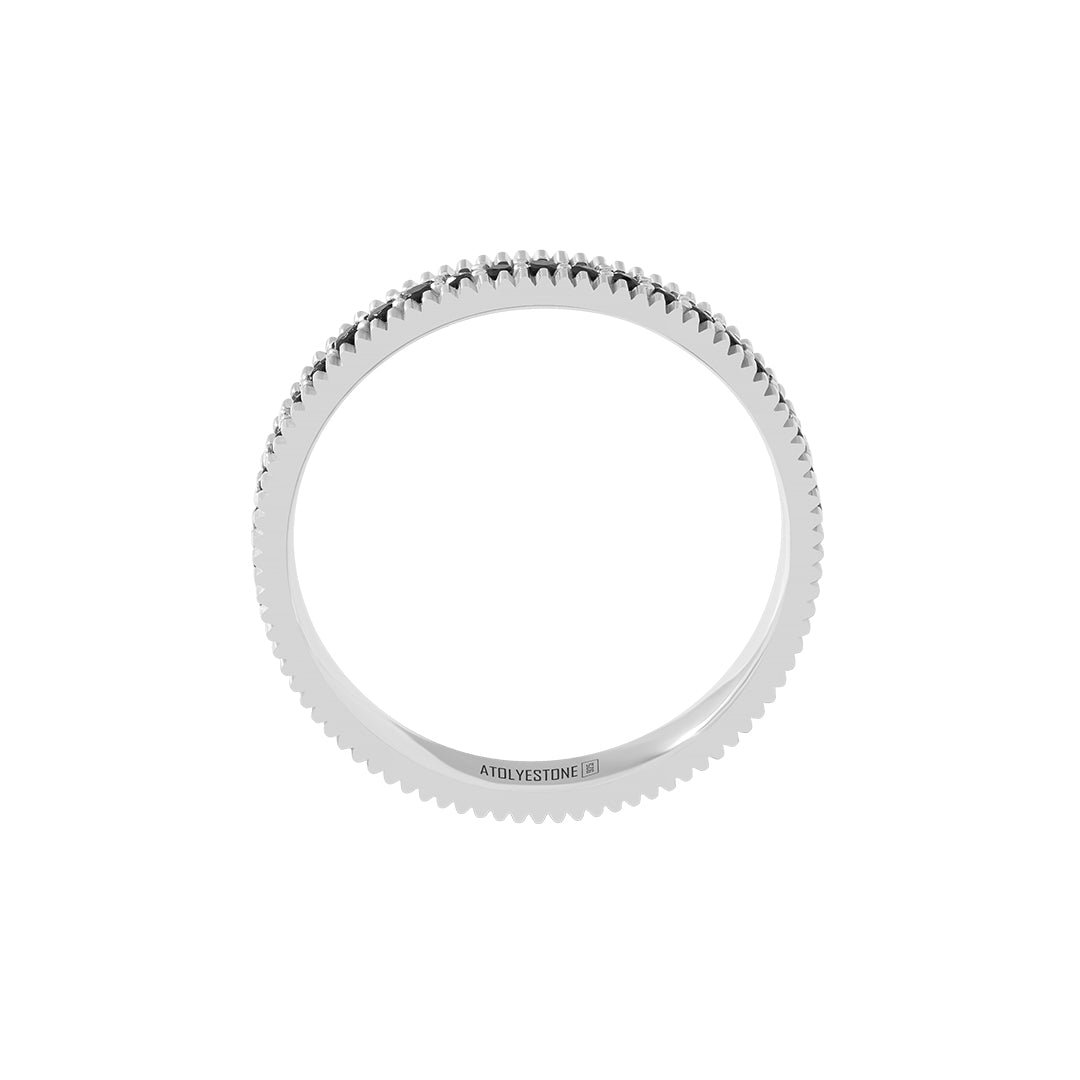 Solid Silver Ribbed Pave Band