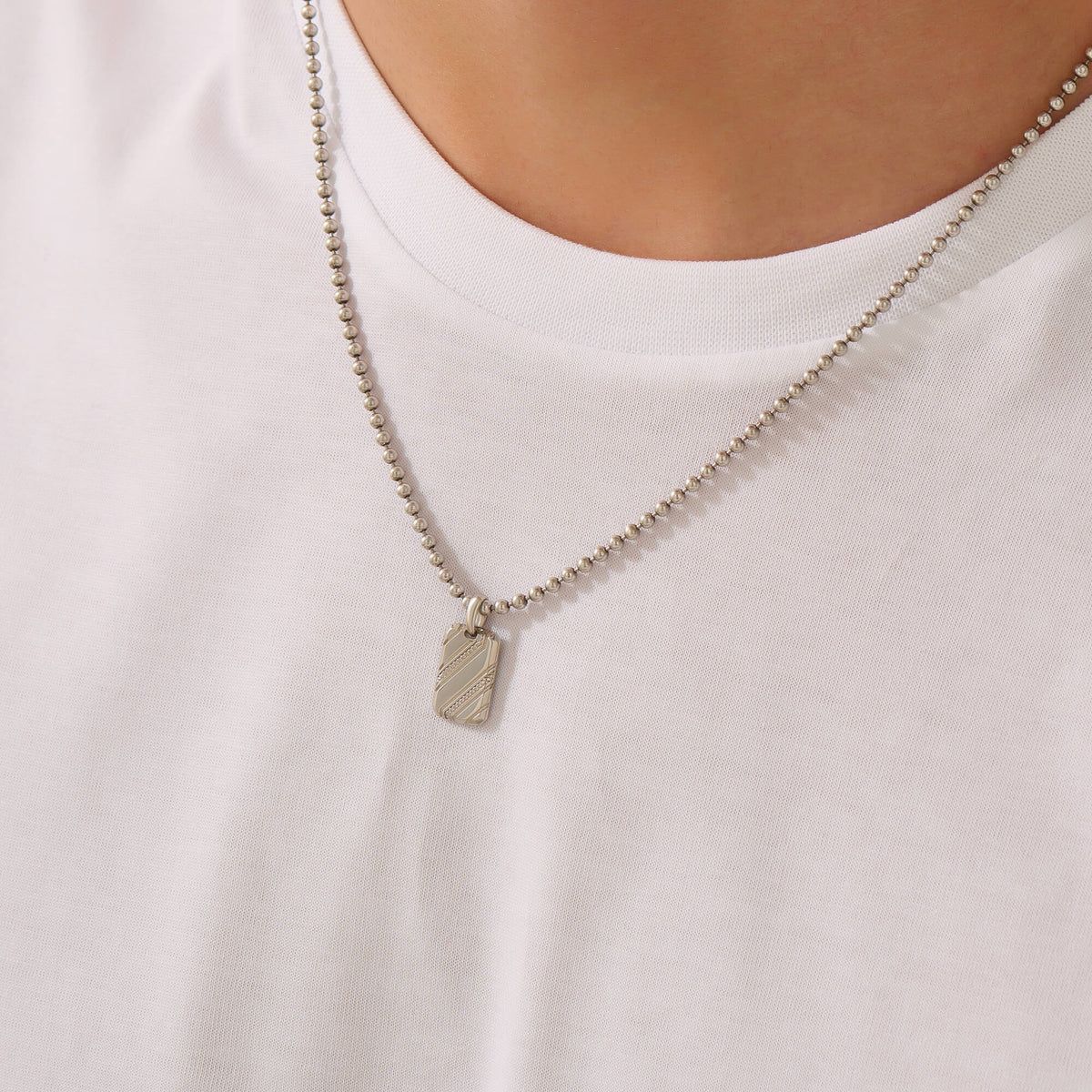 Rope Line Tag Pendant in Sterling Silver for Men