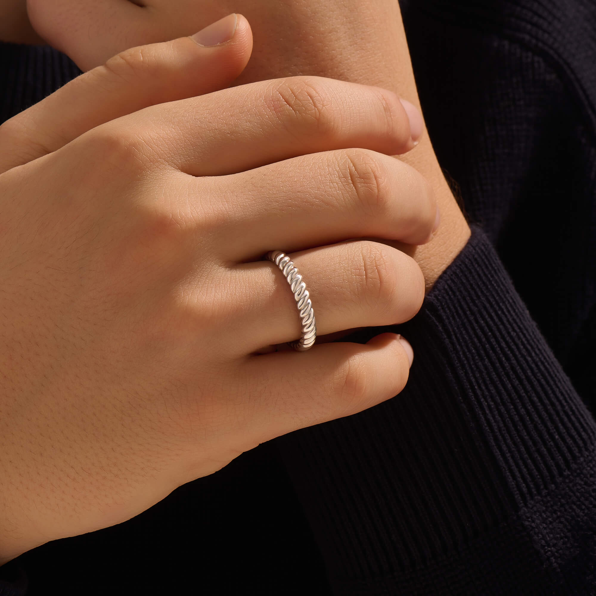 Men's Solid Gold Twisted Rope Ring