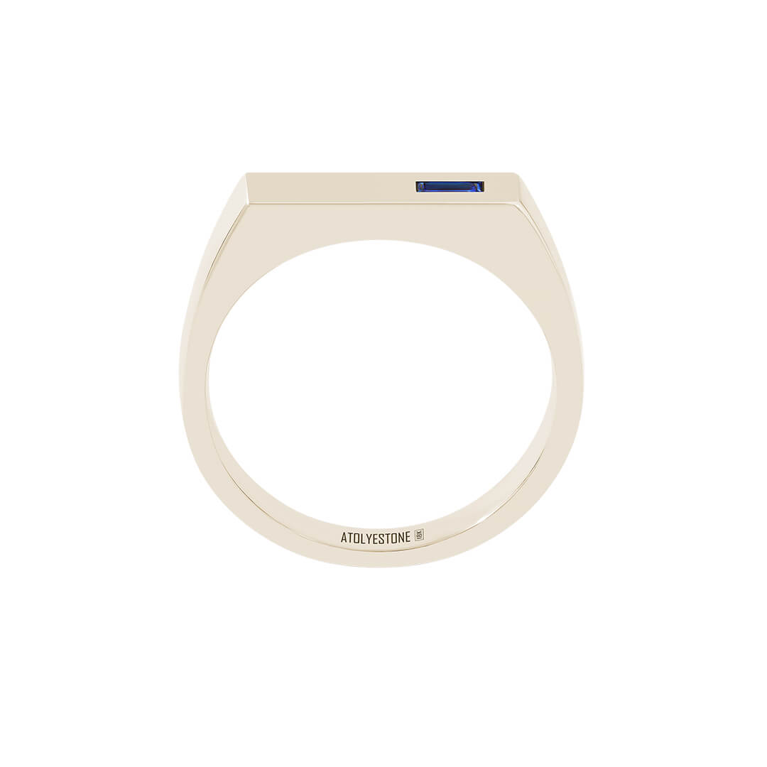 Solid Gold Sapphire Bar Signet Ring