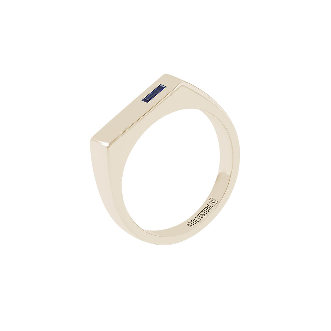 Yellow Gold Sapphire Bar Signet Ring