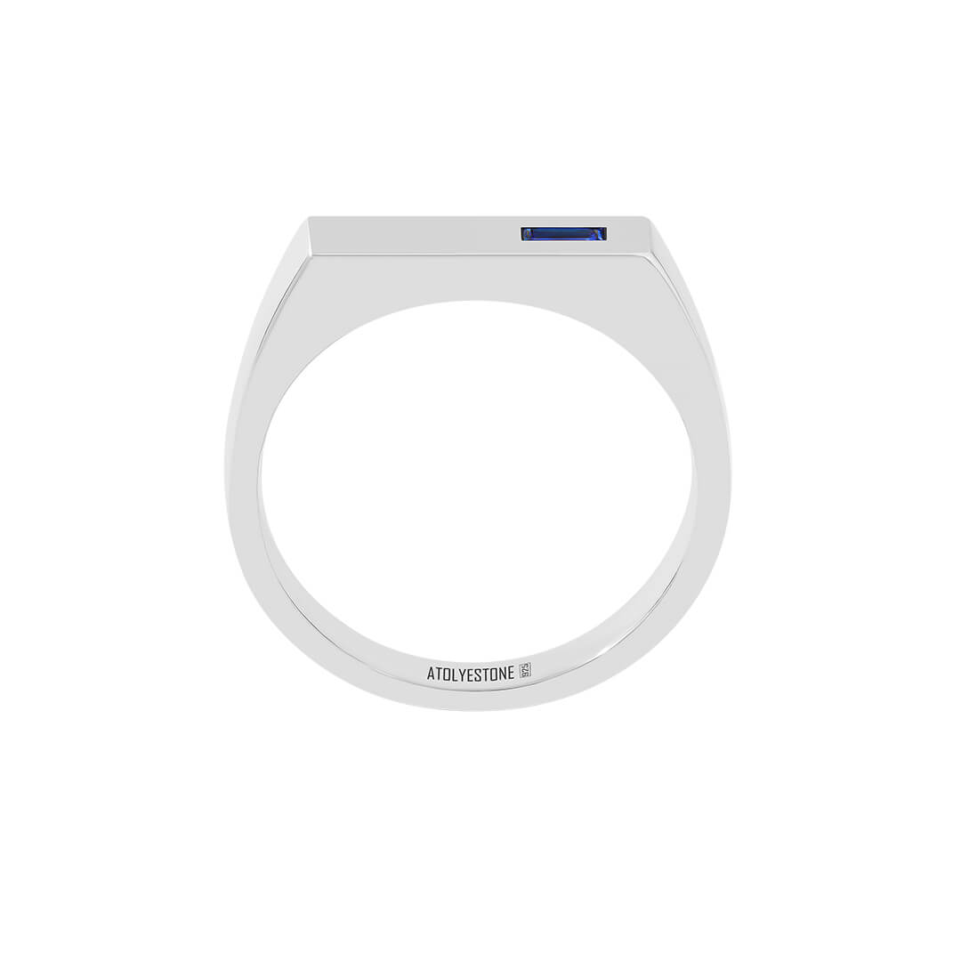 925 Silver Sapphire Bar Signet Ring
