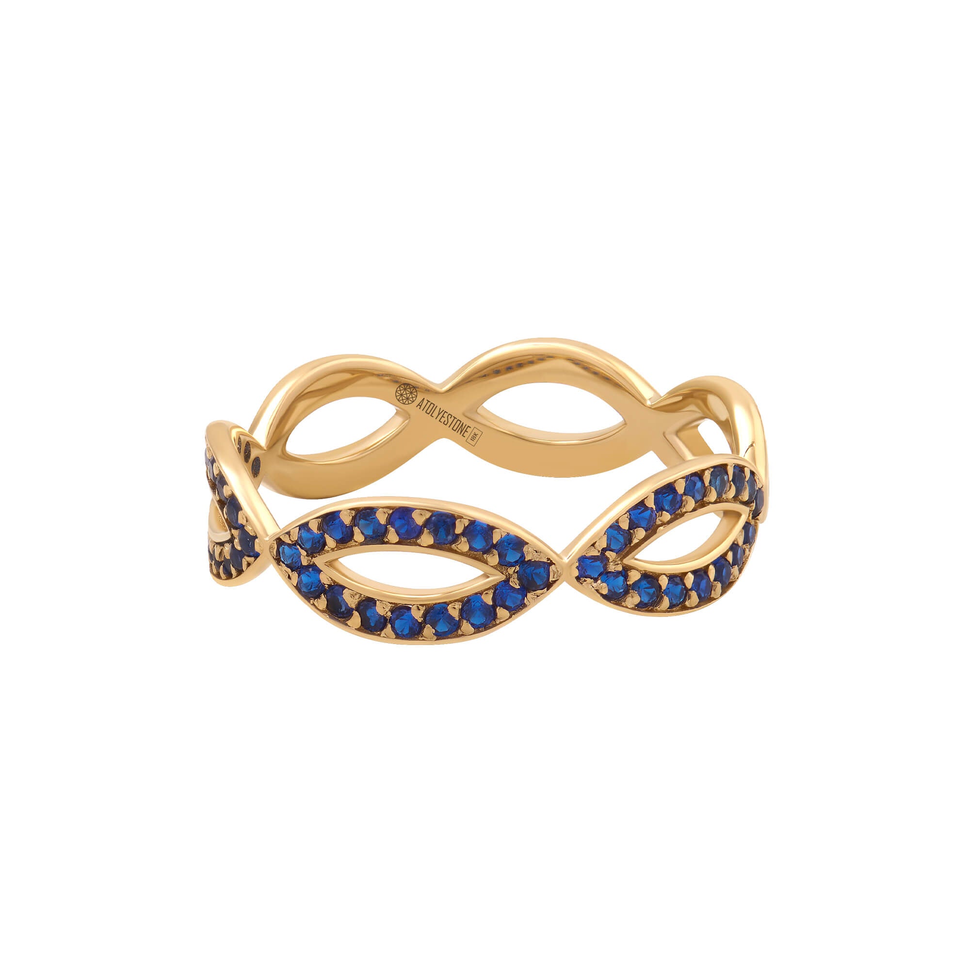 Sapphire Loop Ring in Solid Yellow Gold