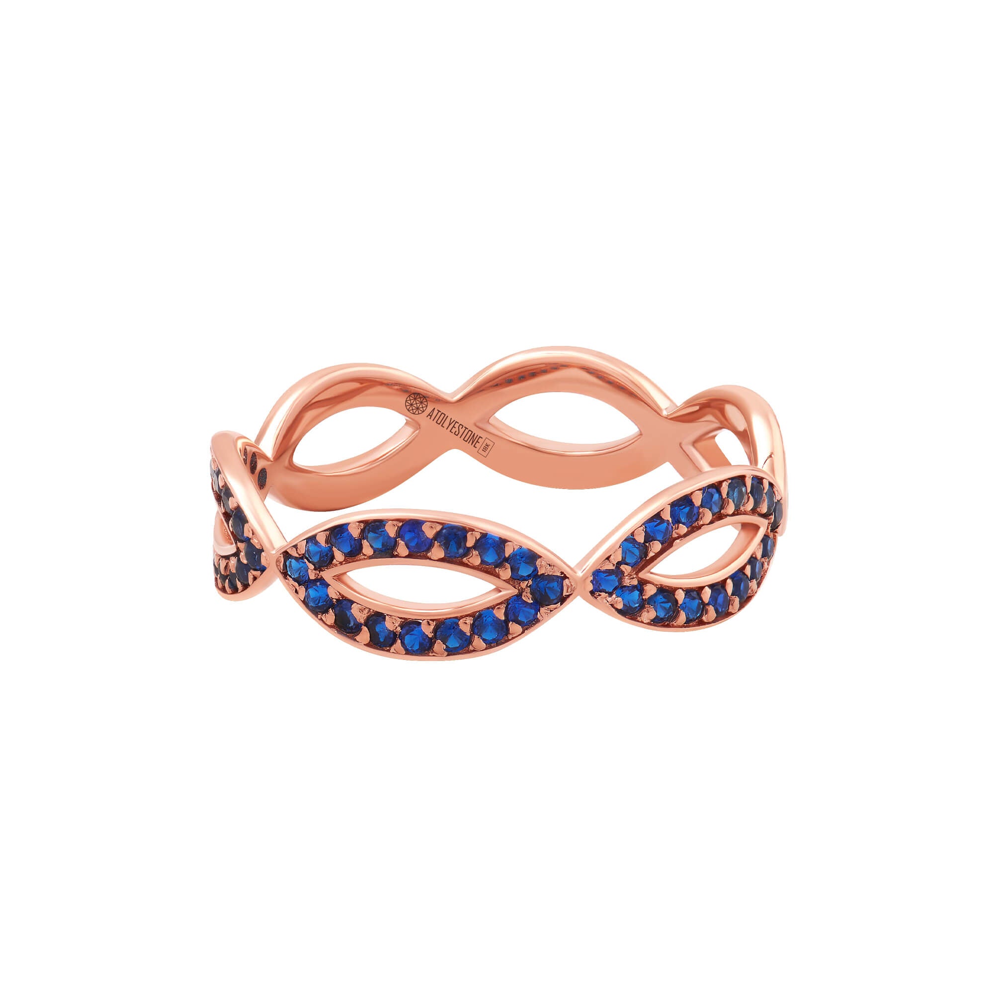 Sapphire Loop Ring in Solid Rose Gold