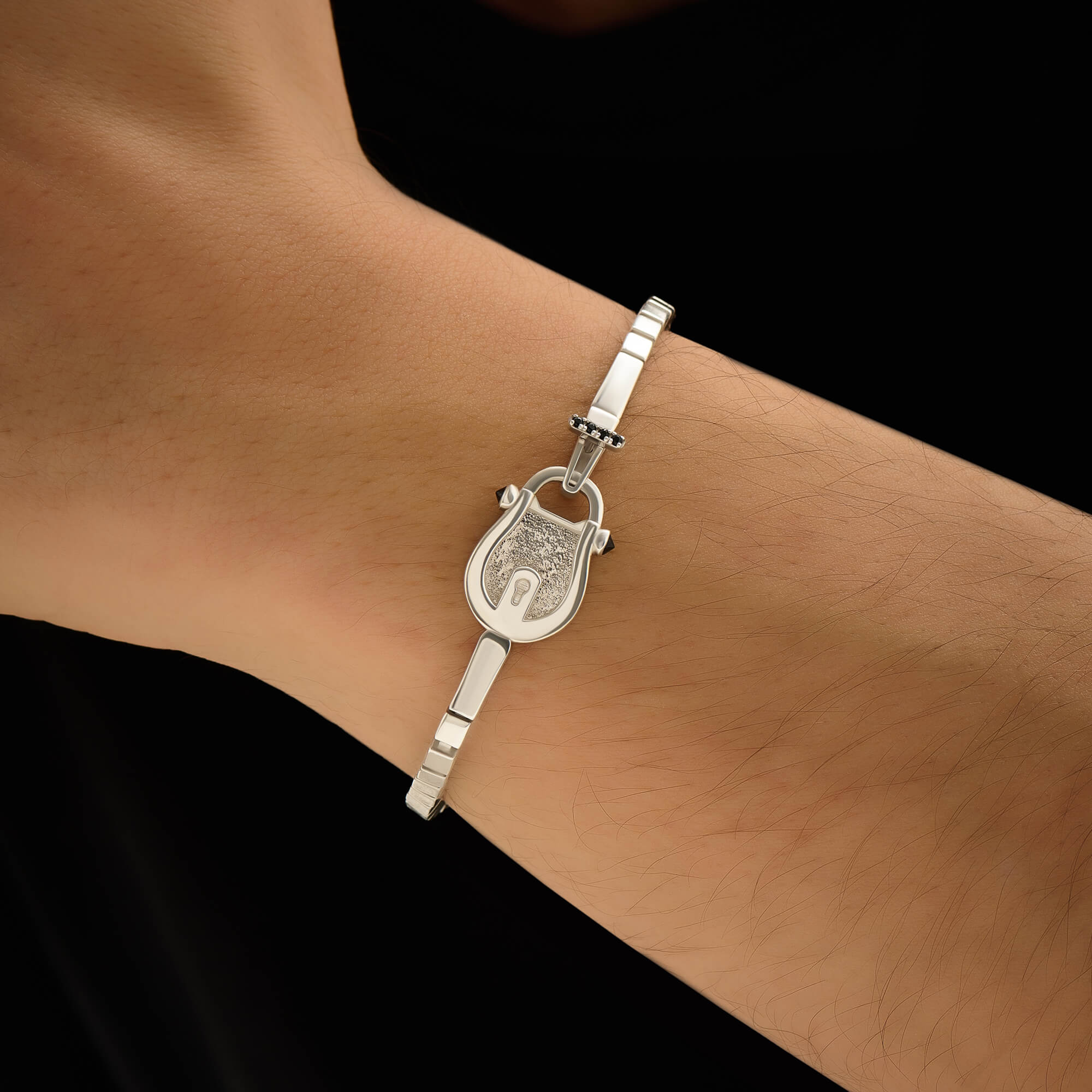 Men's 925 Silver Lock Chain Bracelet