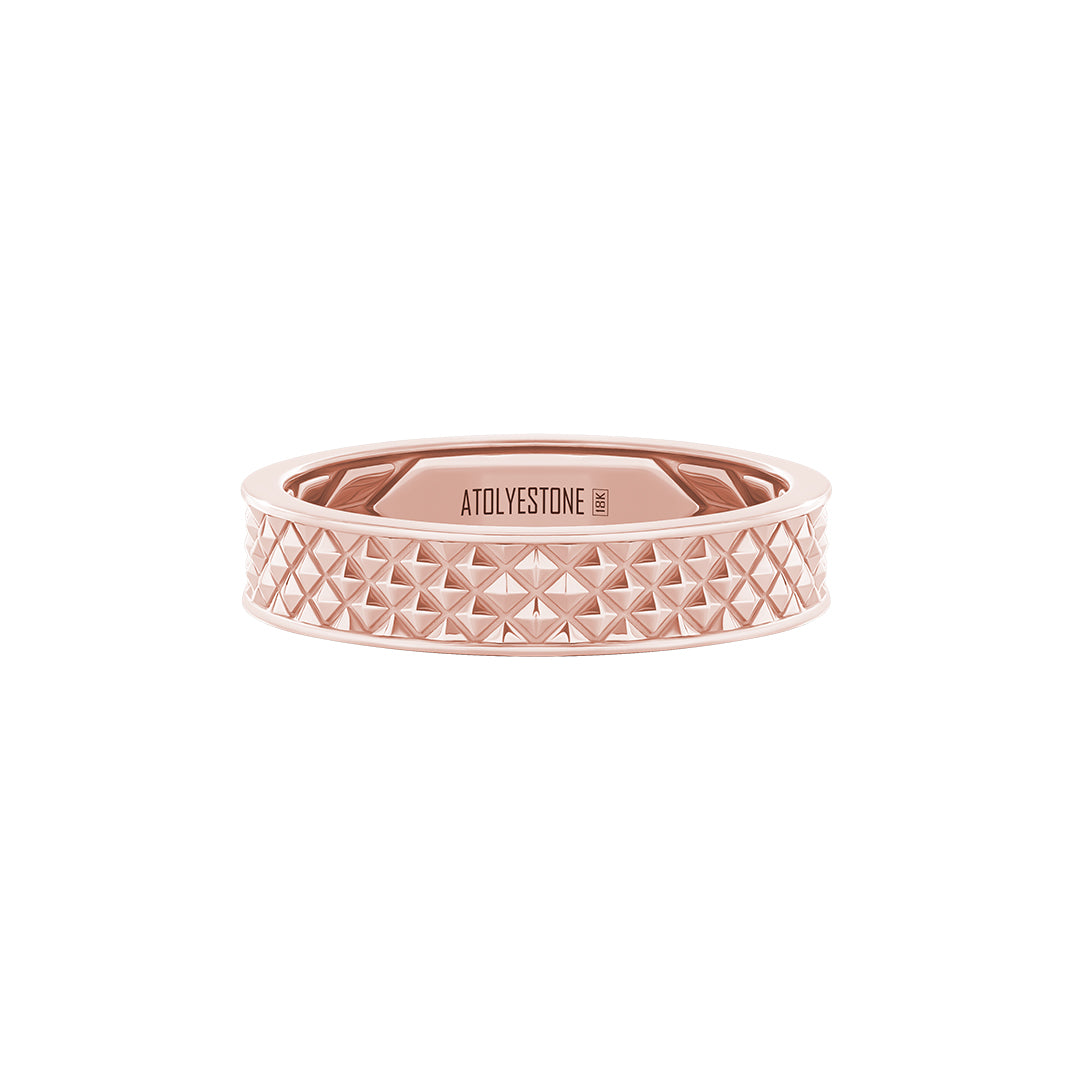 Slim Pyramid Pattern Band in Solid Rose Gold