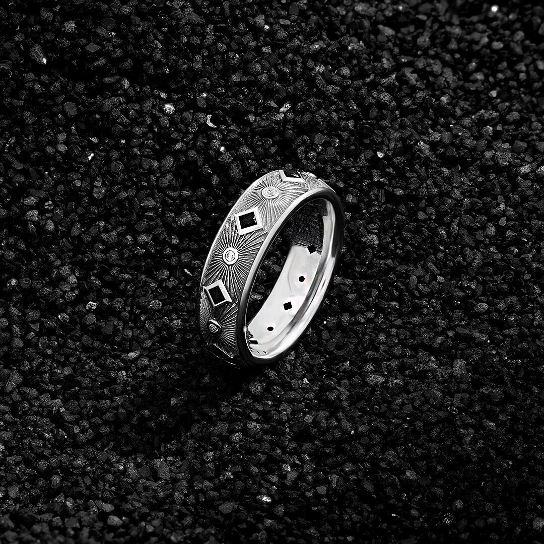 Men's Sunbeam Band Ring in 925 Sterling Silver