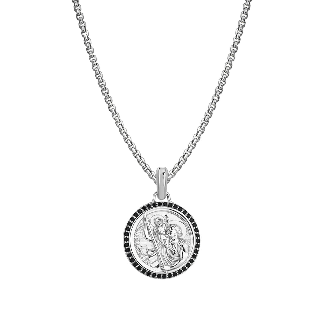 925 Sterling Silver St. Christopher Necklace with Box Chain