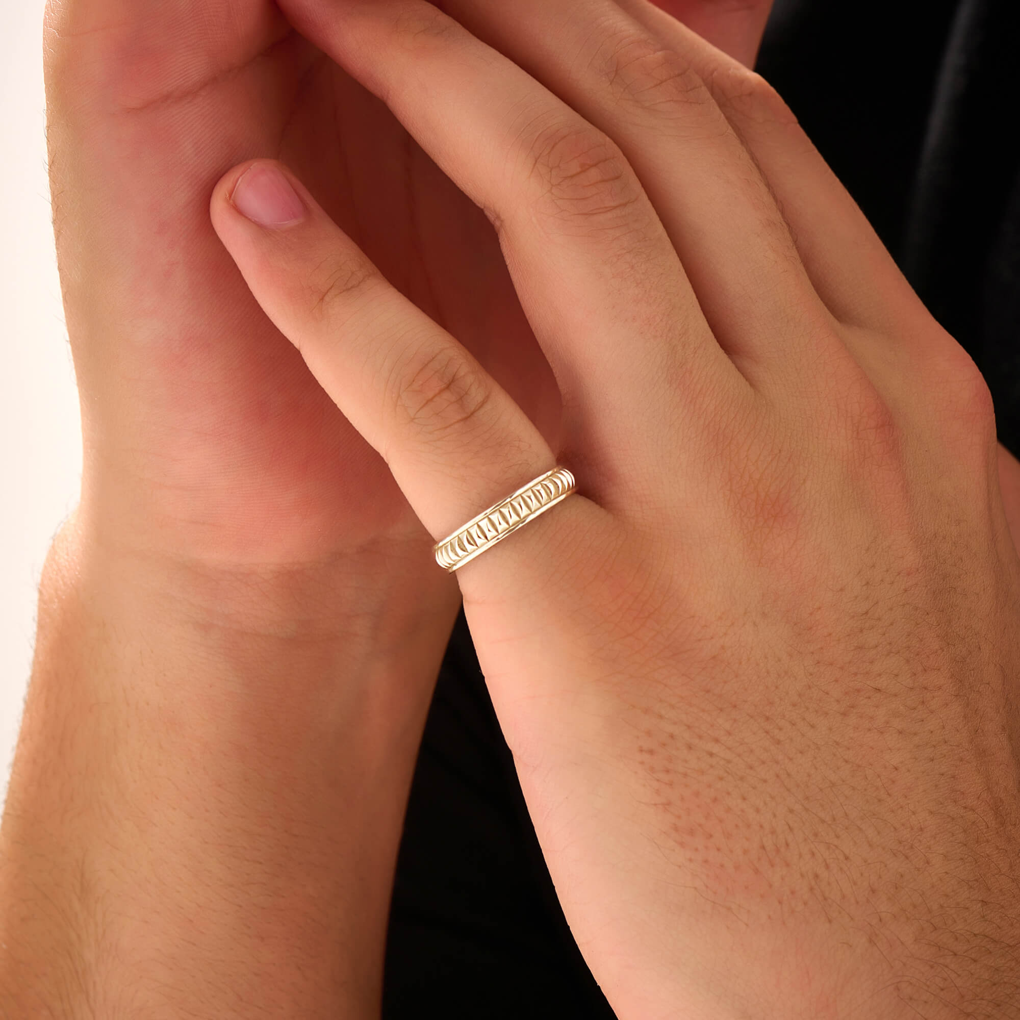 Men's Solid Gold Stud Band Ring