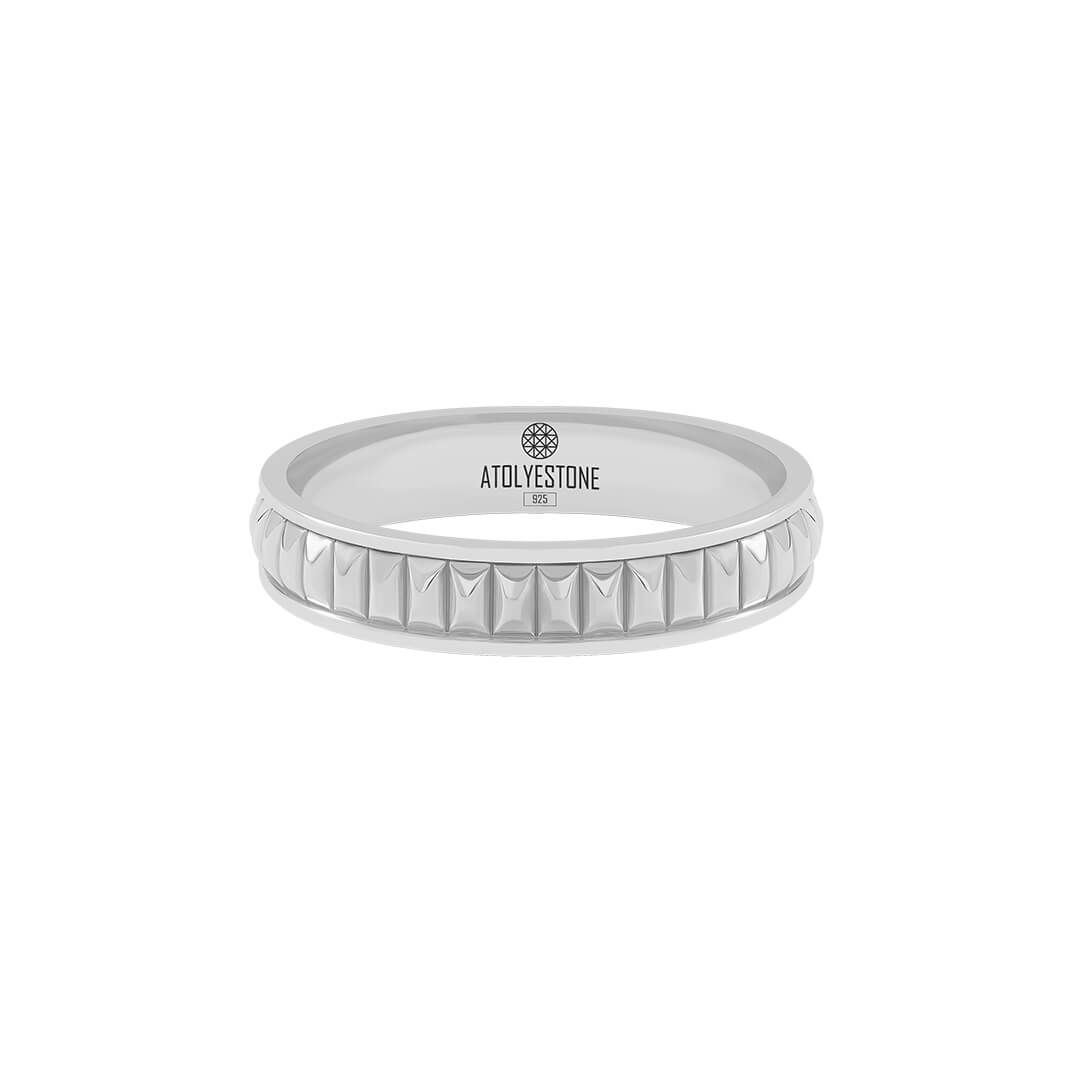 Solis Silver Stud Band Ring