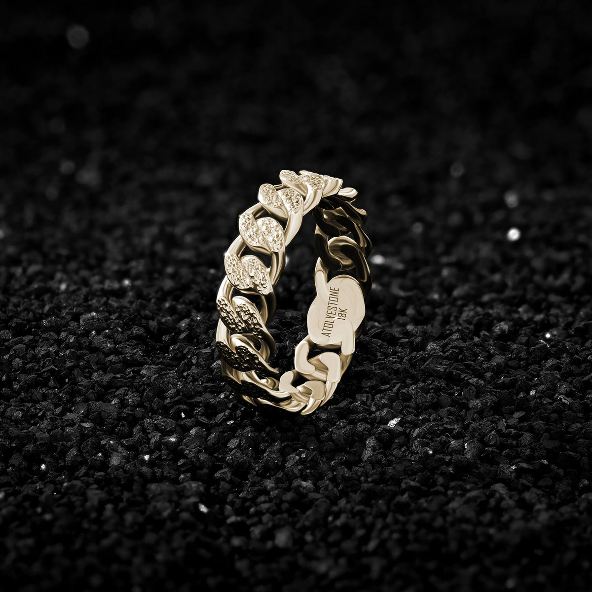 Textured Yellow Gold Cuban Link Band