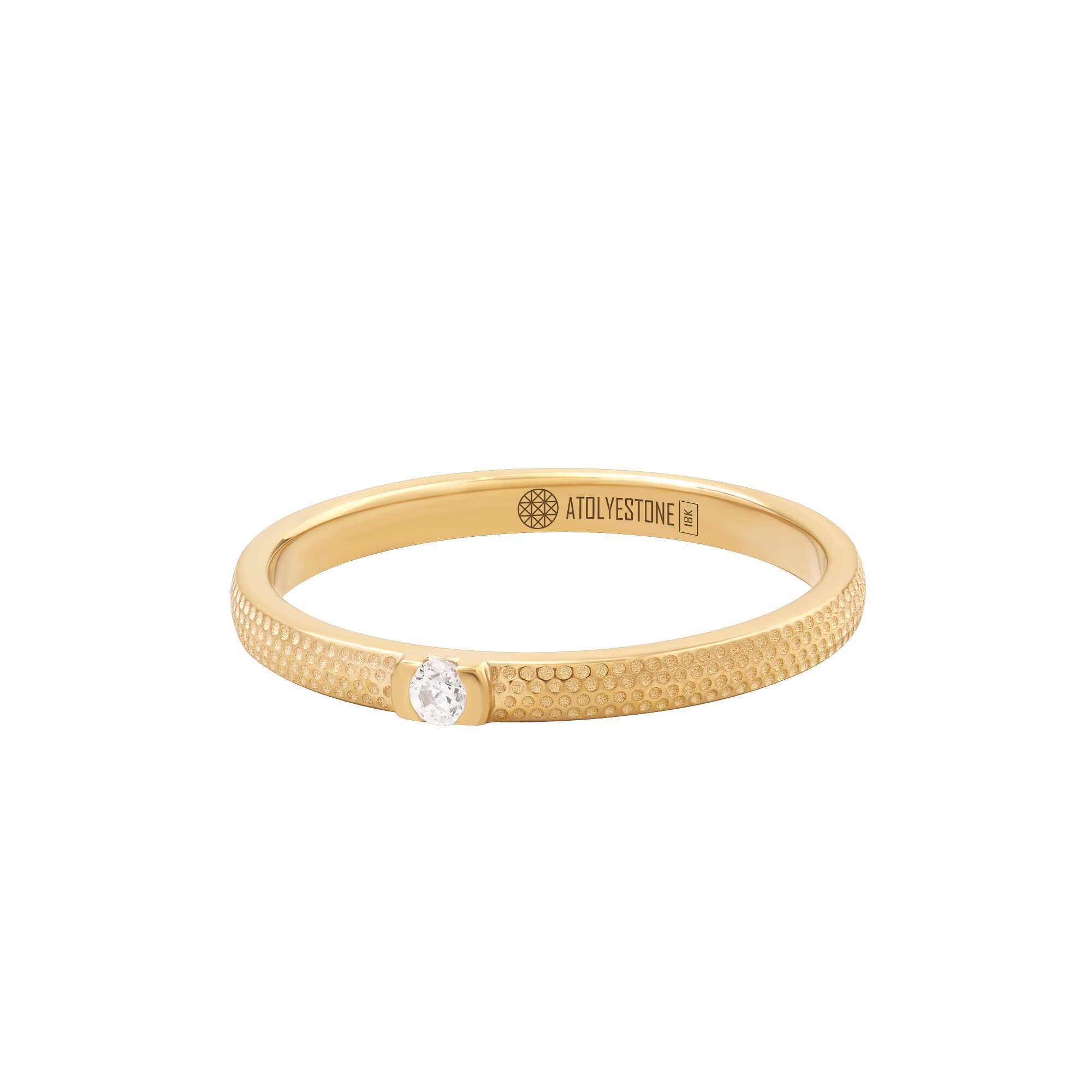 Textured Diamond Band Ring in Solid Yellow Gold
