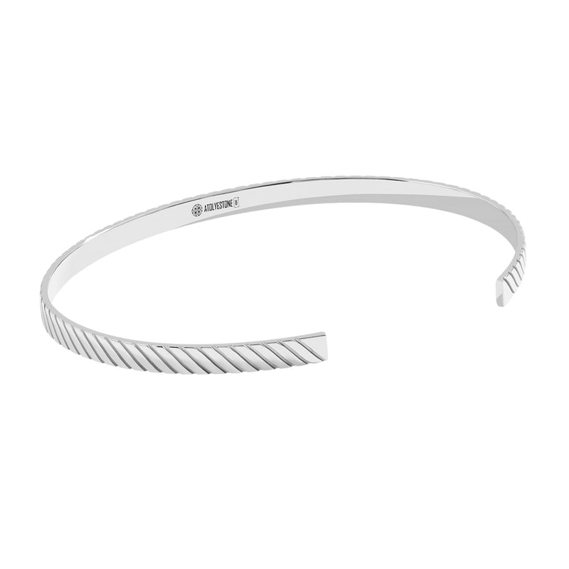 Solid Gold Twined Cuff Bracelet, White Gold