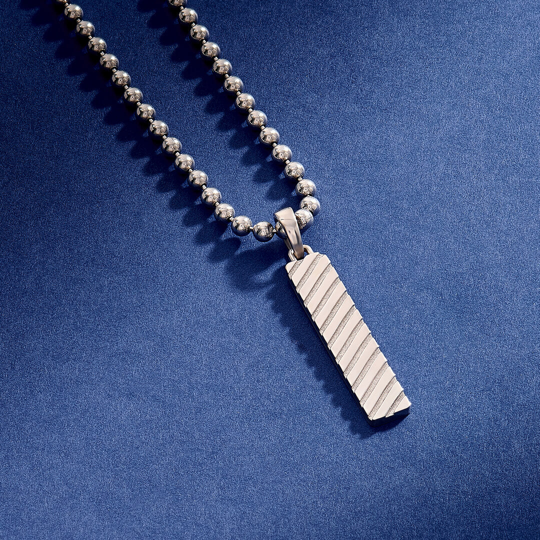 925 Solid Silver Twined Tag Pendant for Men