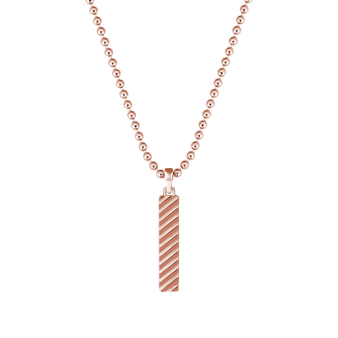 Solid Rose Gold Twined Tag Pendant for Men