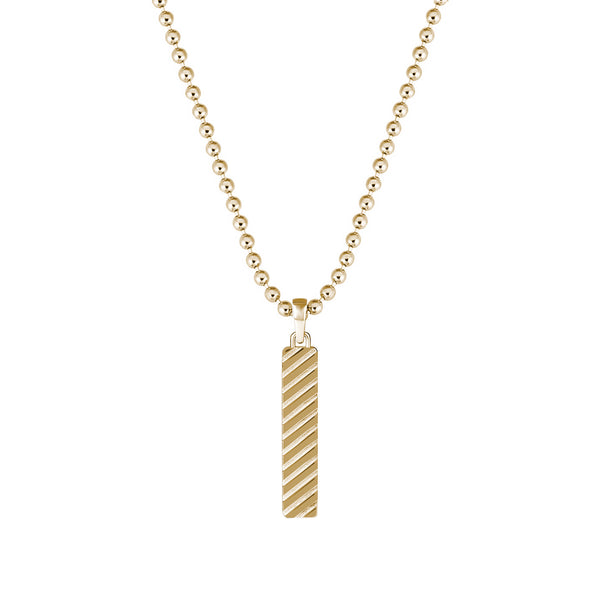 Solid Yellow Gold Twined Tag Pendant for Men