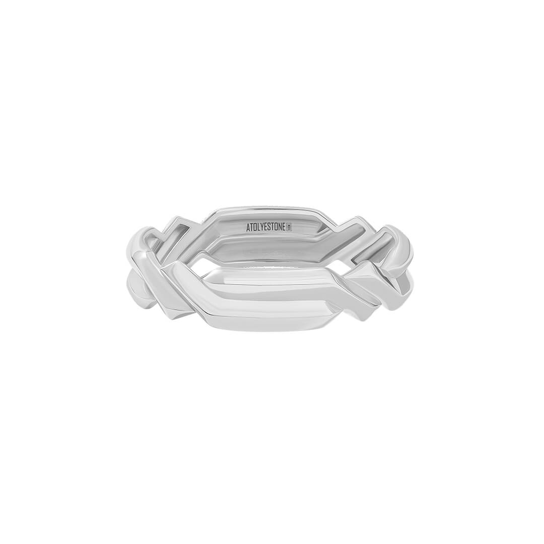 Twisted Zigzag Ring in Solid White Gold