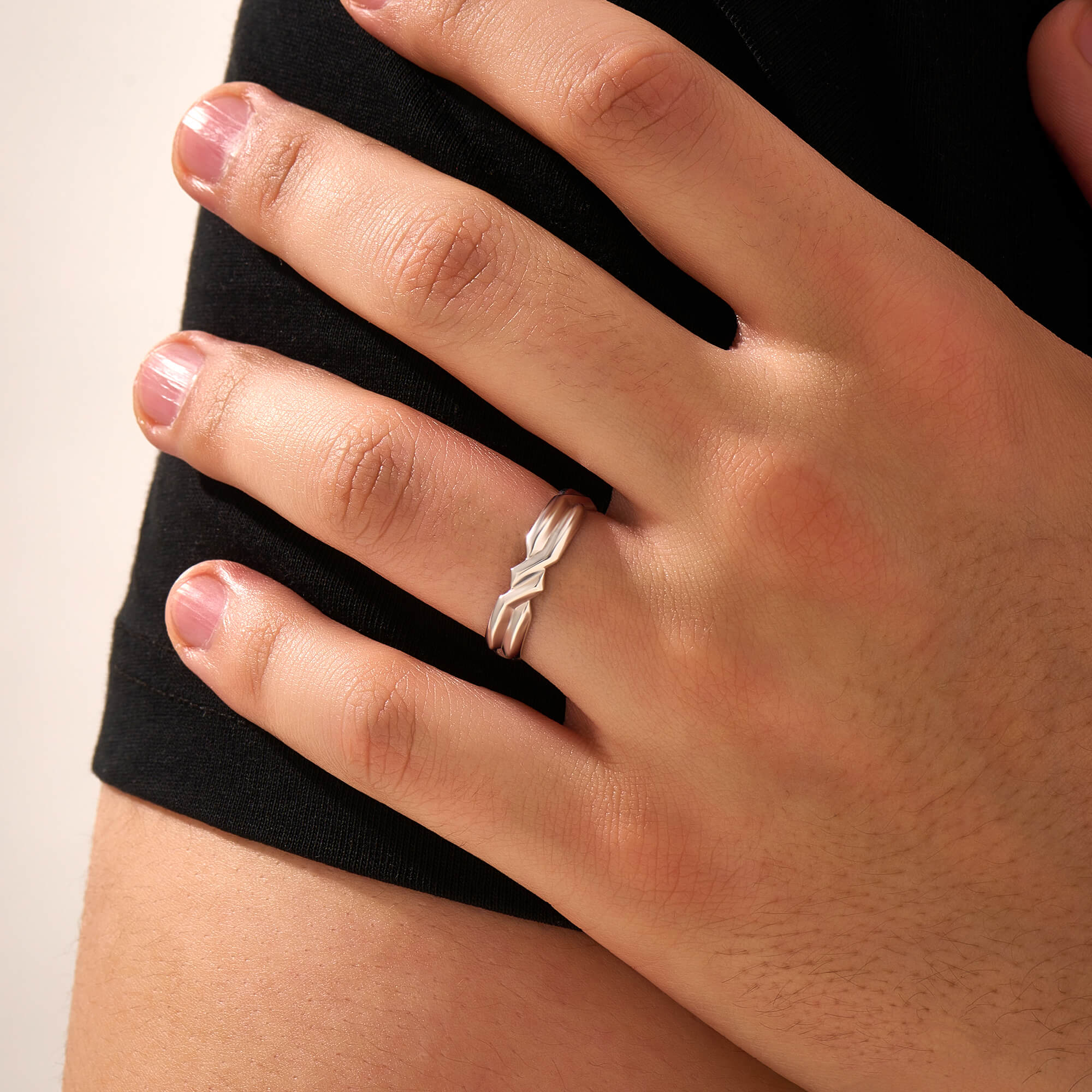 Men's Silver Twisted Zigzag Ring