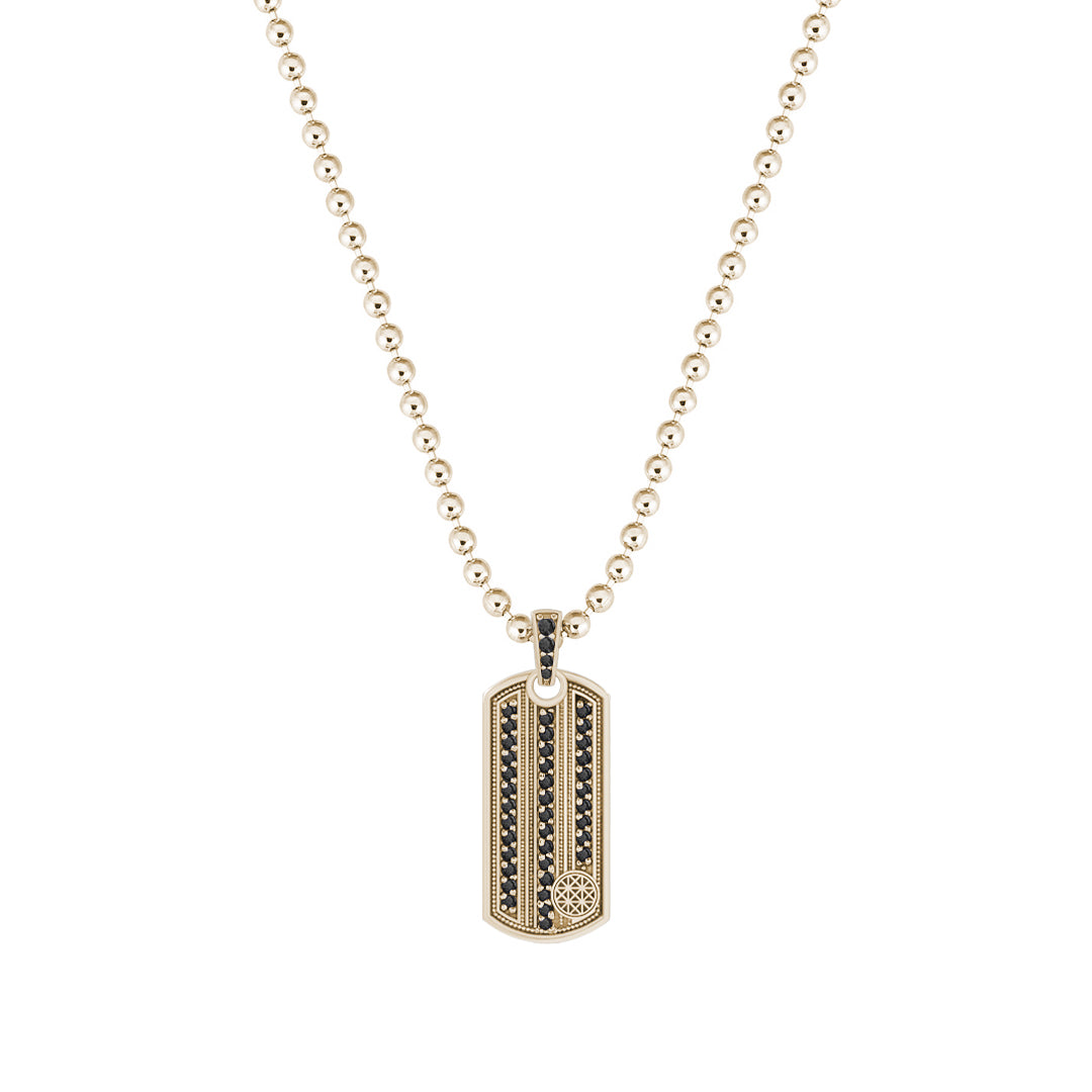 Vertical Pave Stripe Pendant in Solid Yellow Gold - Pave Black Diamond