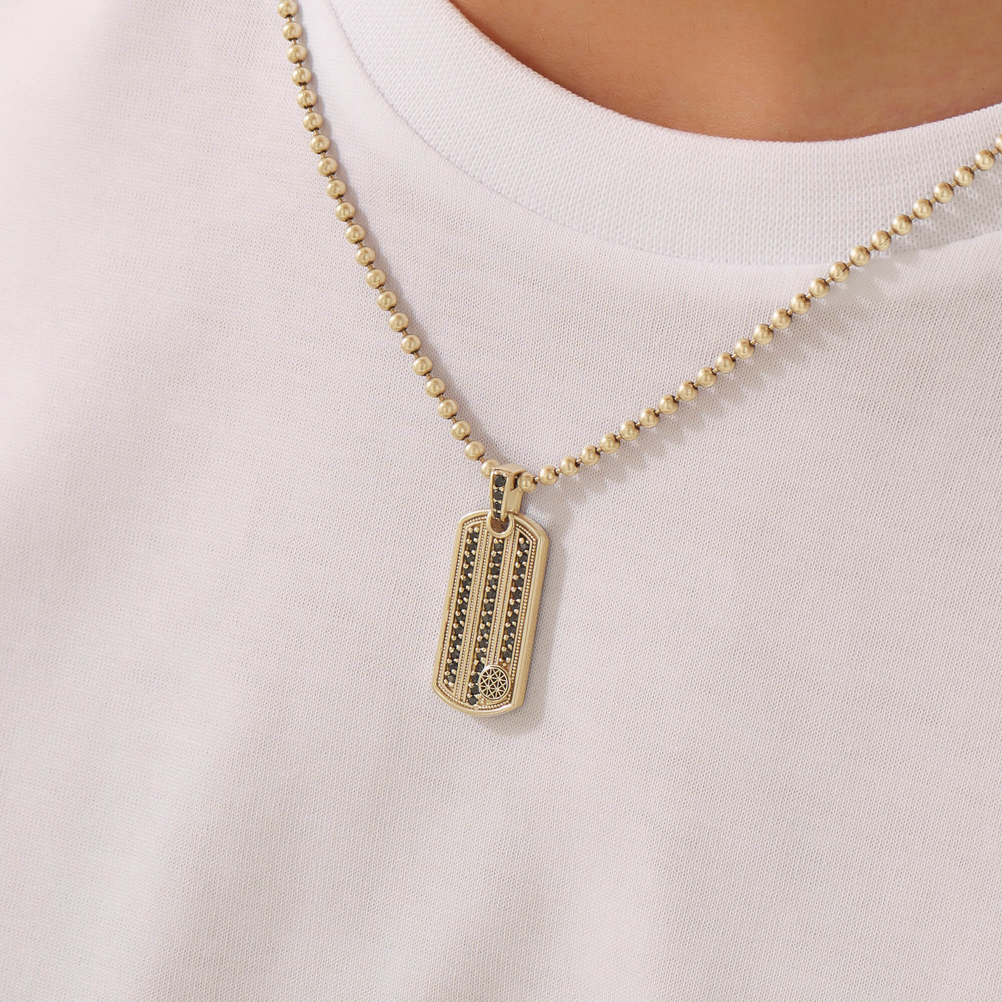 Men's Solid Gold Vertical Pave Stripe Pendant