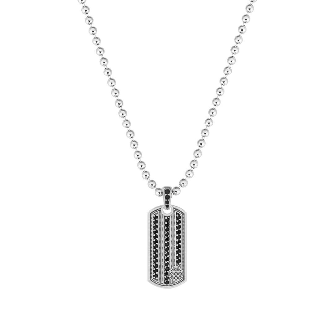 Vertical Pave Stripe Pendant in 925 Sterling Silver - Pave Cubic Zirconia
