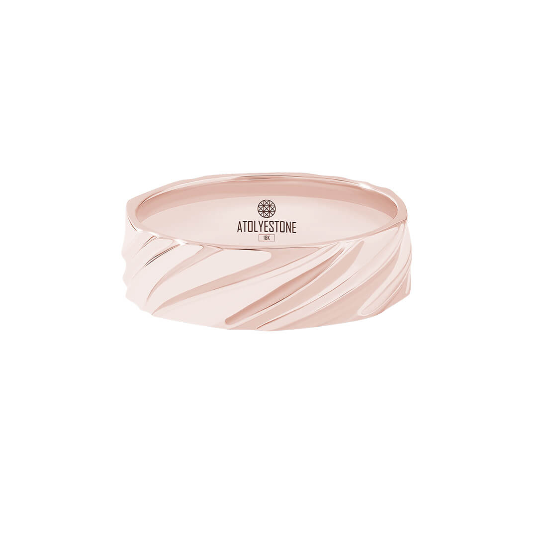 Wavy Band Ring in Solid Rose Gold
