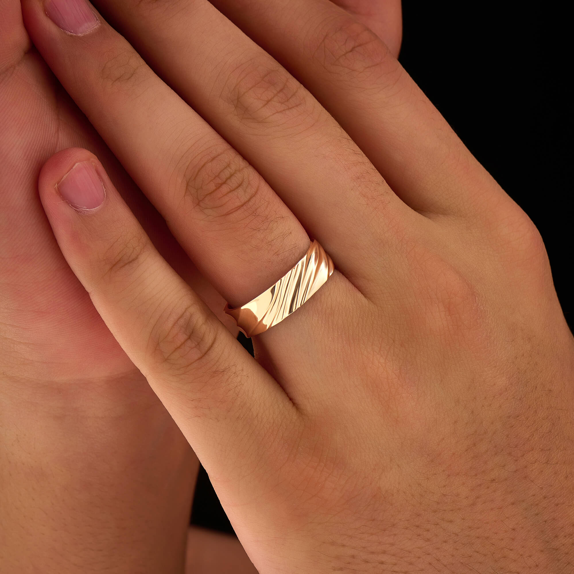 Men's Solid Gold Wavy Band Ring