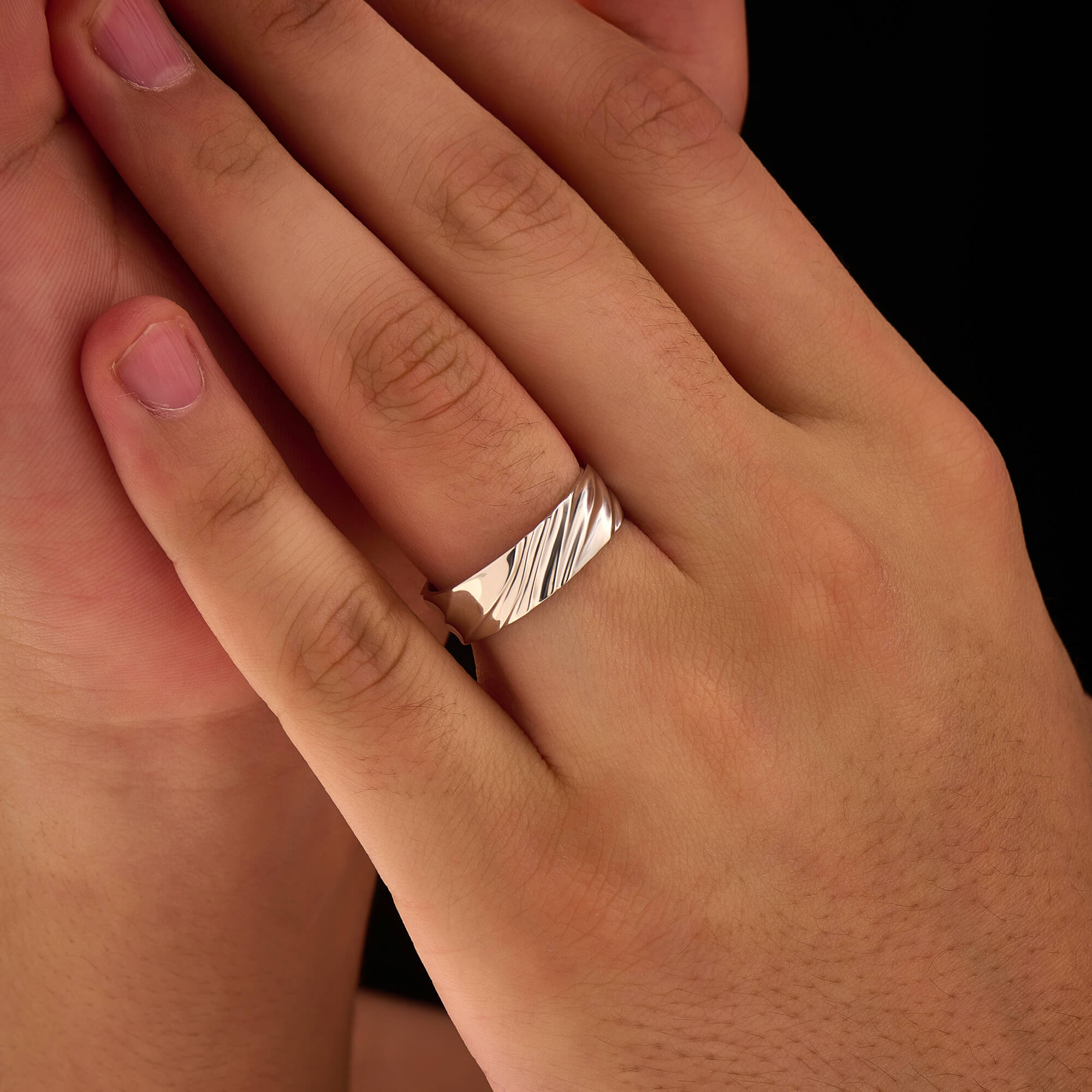 Men's Solid Silver Wavy Band Ring