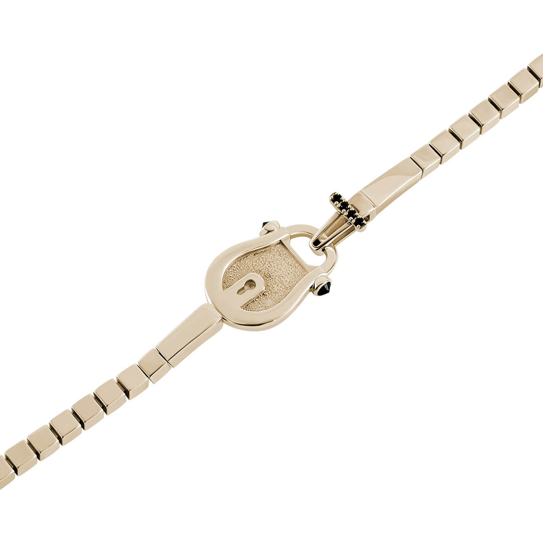 Lock Chain Bracelet Buckle Charm in Solid Yellow Gold