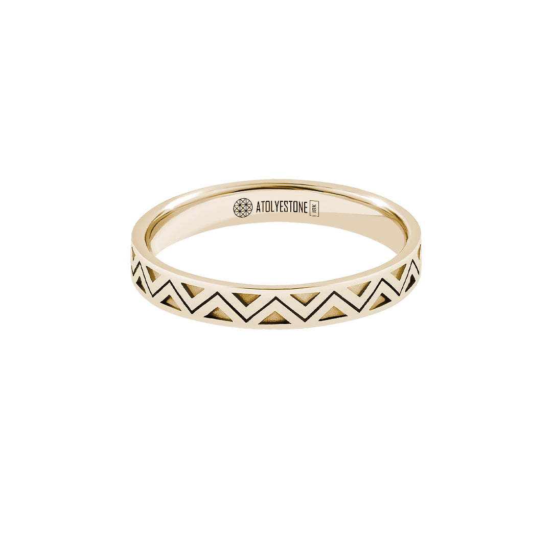 Real Gold Zigzag Design Band Ring for Men