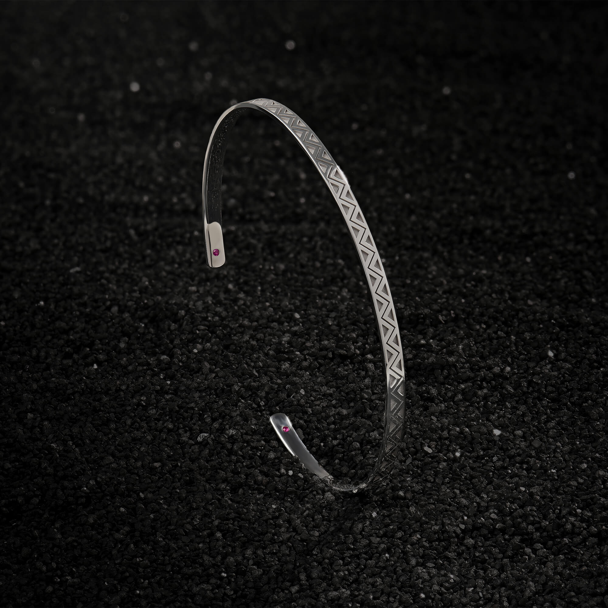 Men's Zigzag Pattern Cuff Bracelet in 925 Sterling Silver