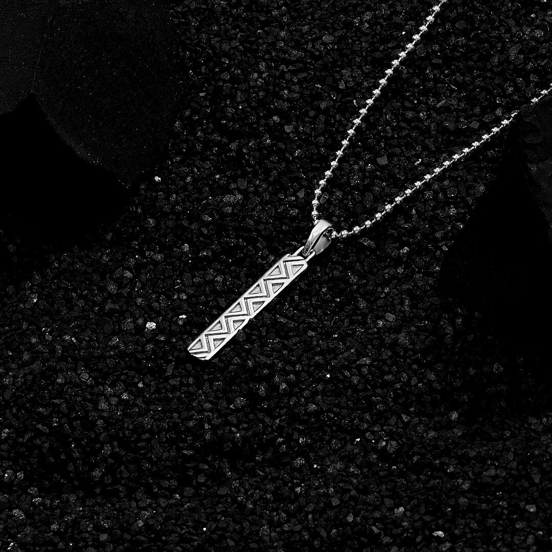 Men's Zigzag Tag Pendant in Solid Gold
