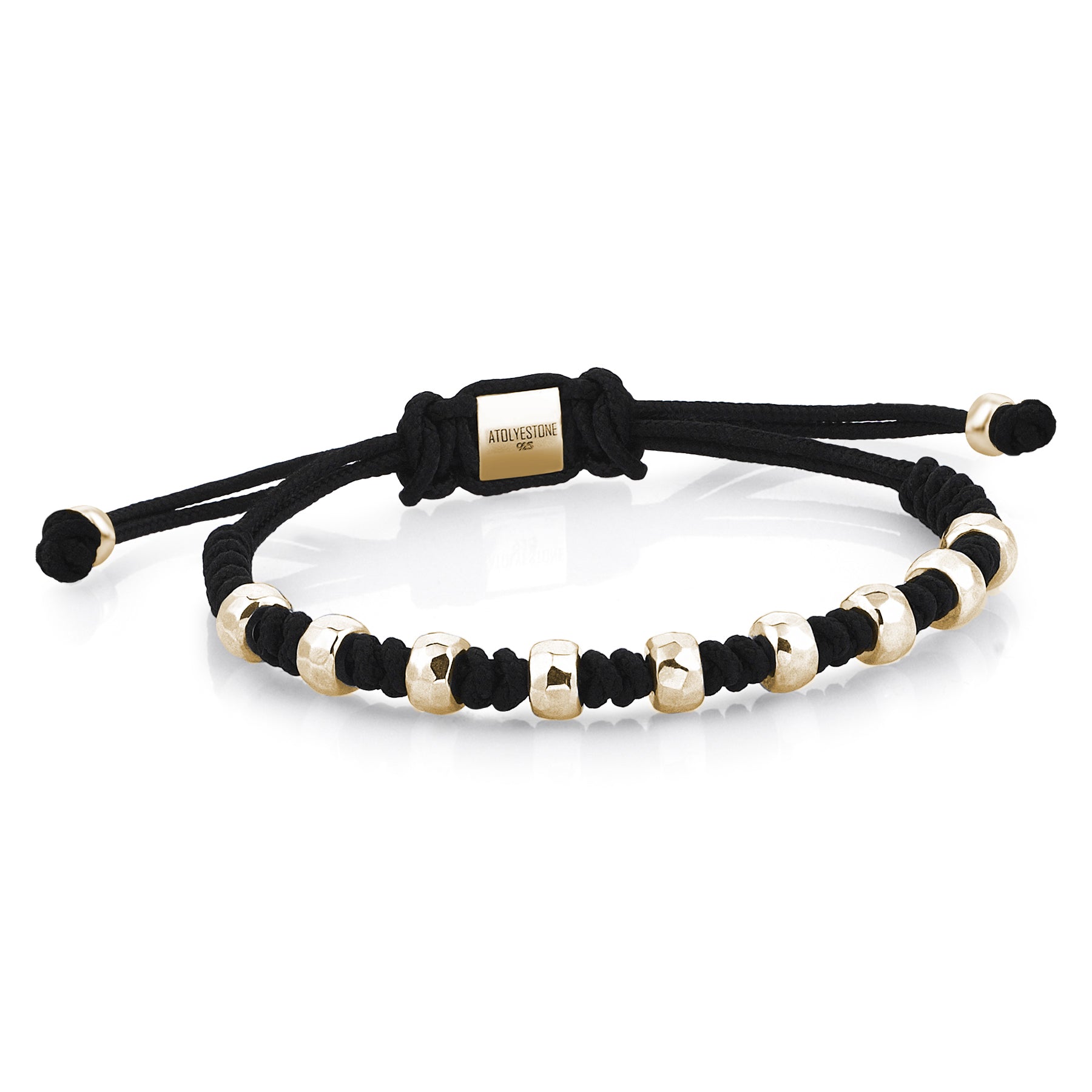 Premium Faceted Macrame Bracelets - Black - Yellow Gold