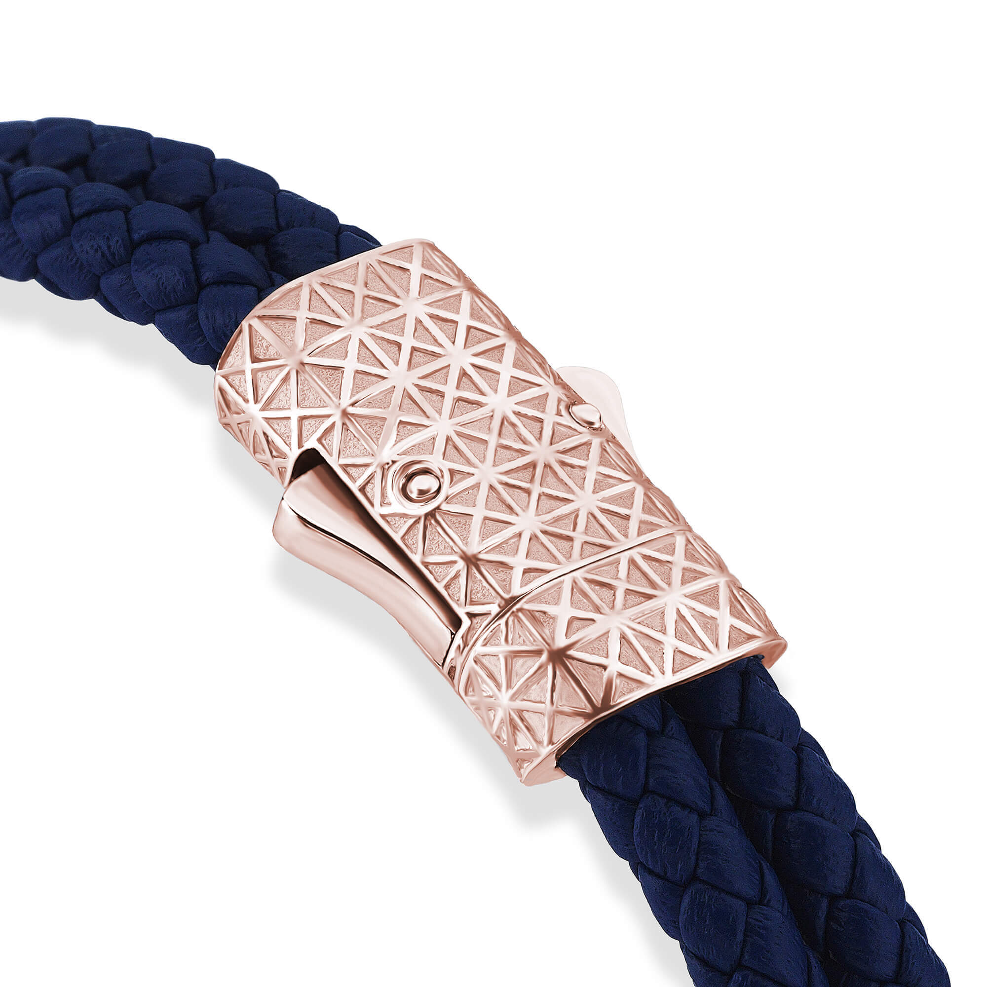 Cuban Links Leather Bracelet - Solid Rose Gold