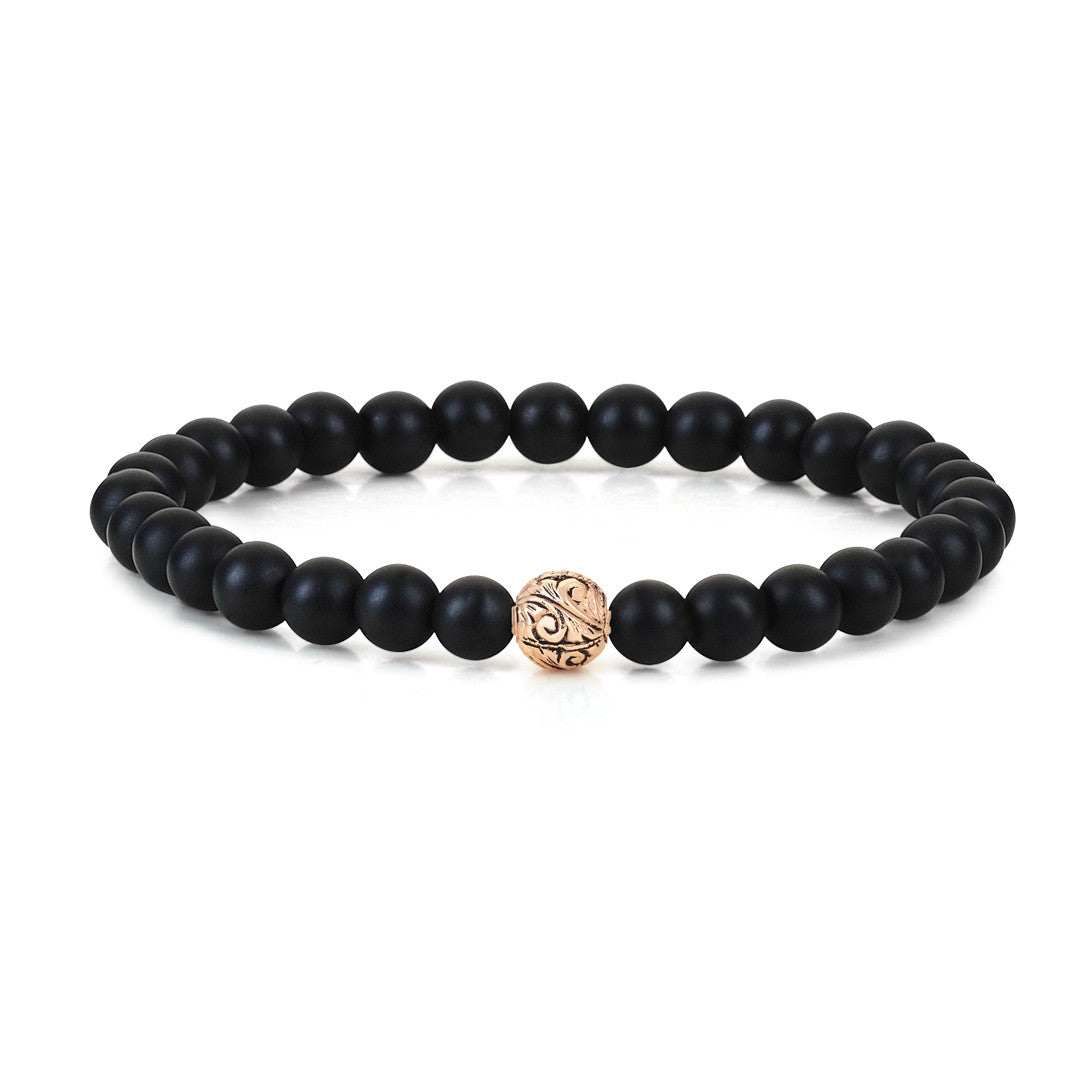 Women's Classic Beaded Bracelet - Rose Gold - Agate