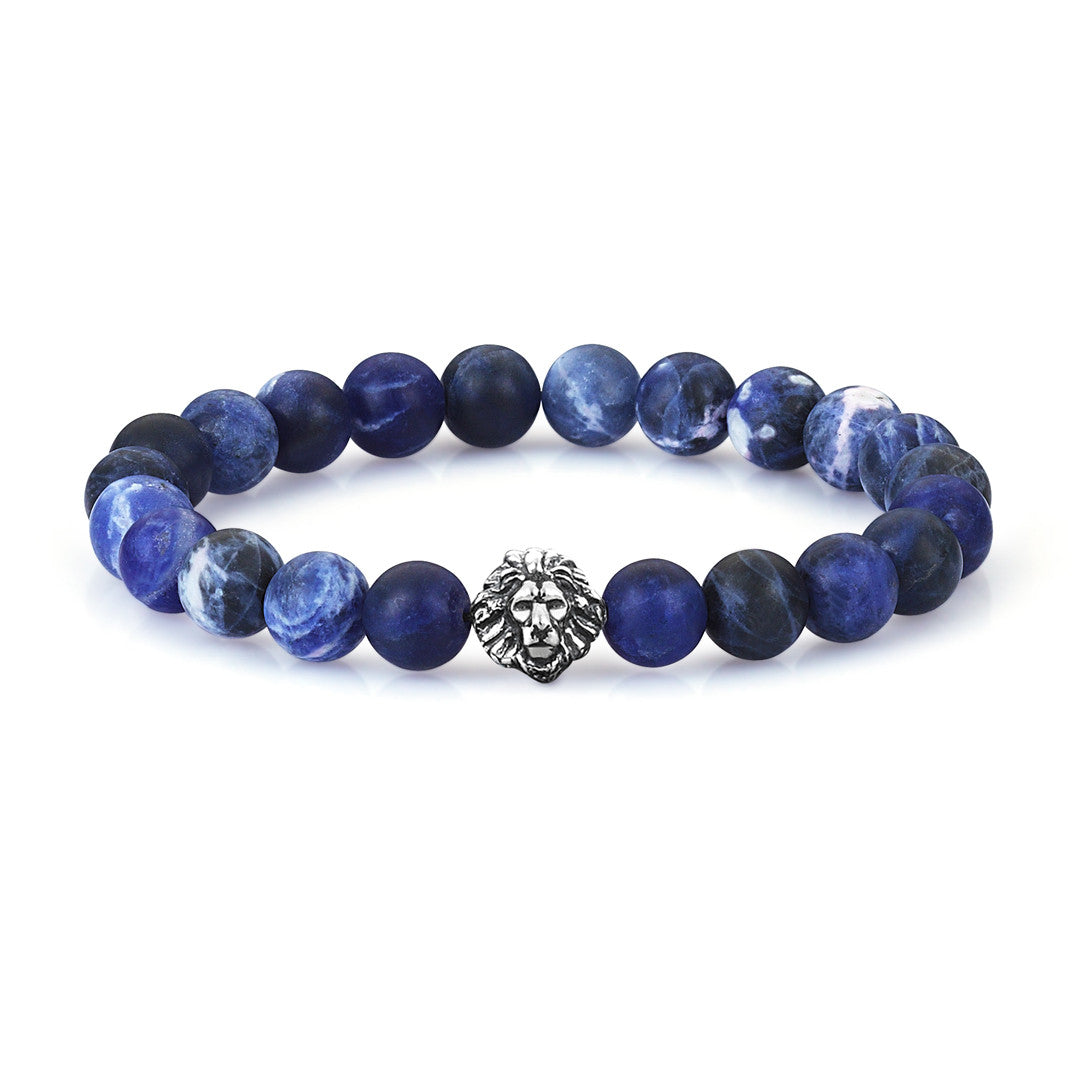 Women's Exclusive Leo Beaded Bracelets - Oxidised Silver - Sodalite