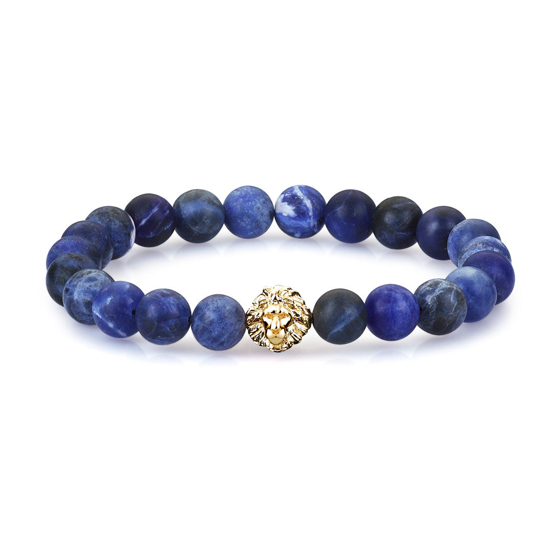 Women's Exclusive Leo Beaded Bracelets - Yellow Gold - Sodalite