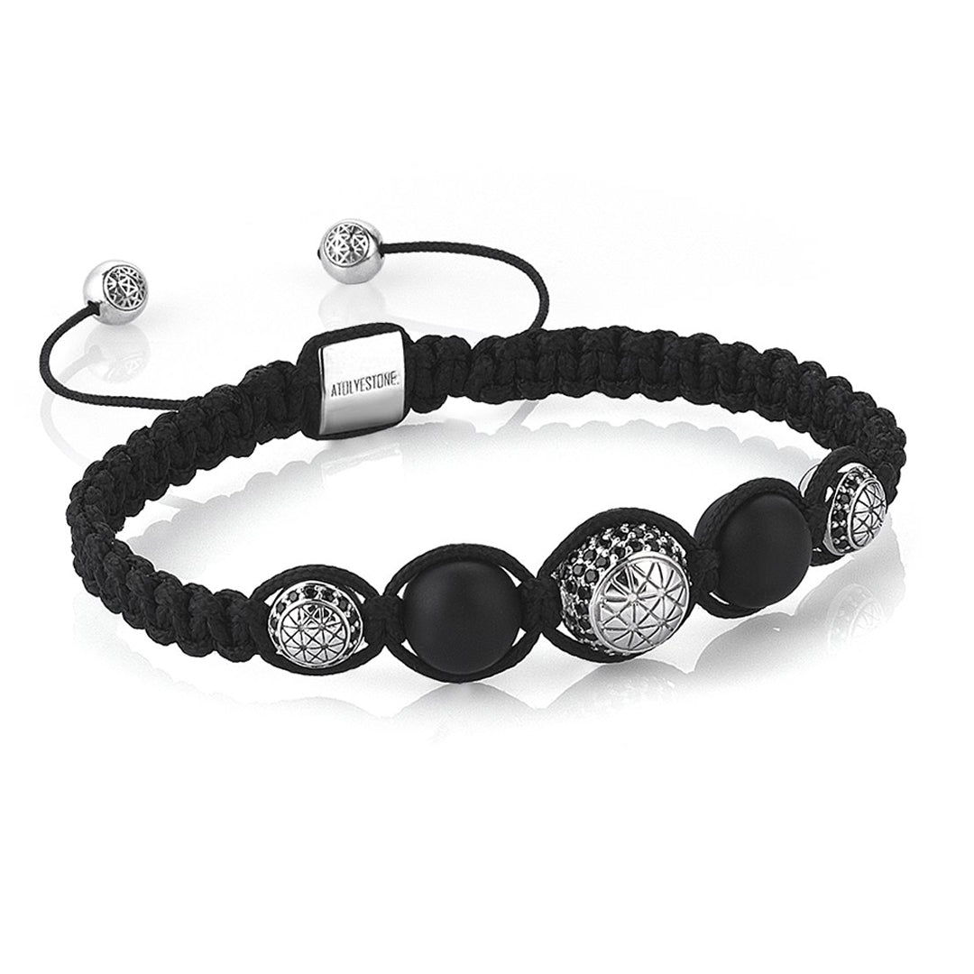 Mens Dual Macrame Bracelet - Agate