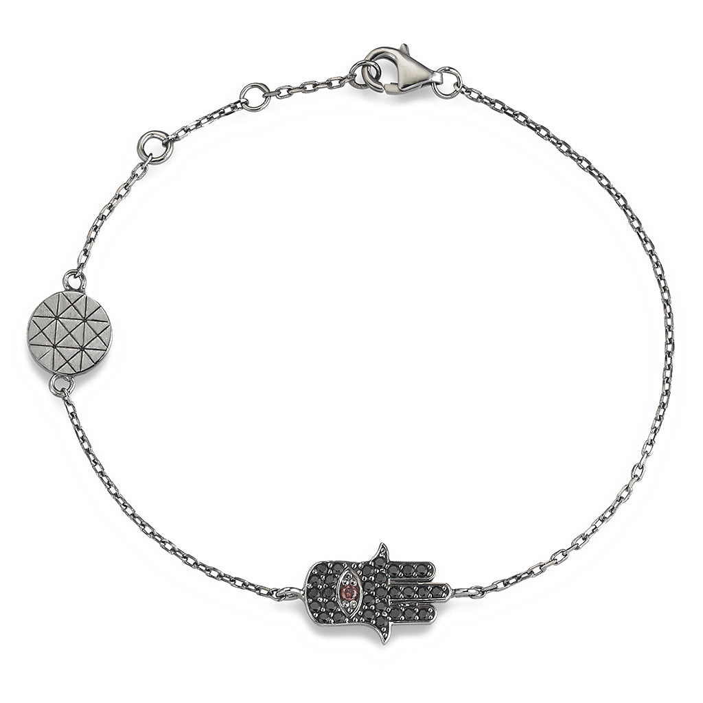 Hamsa Hand Charm Bracelet - Gunmetal