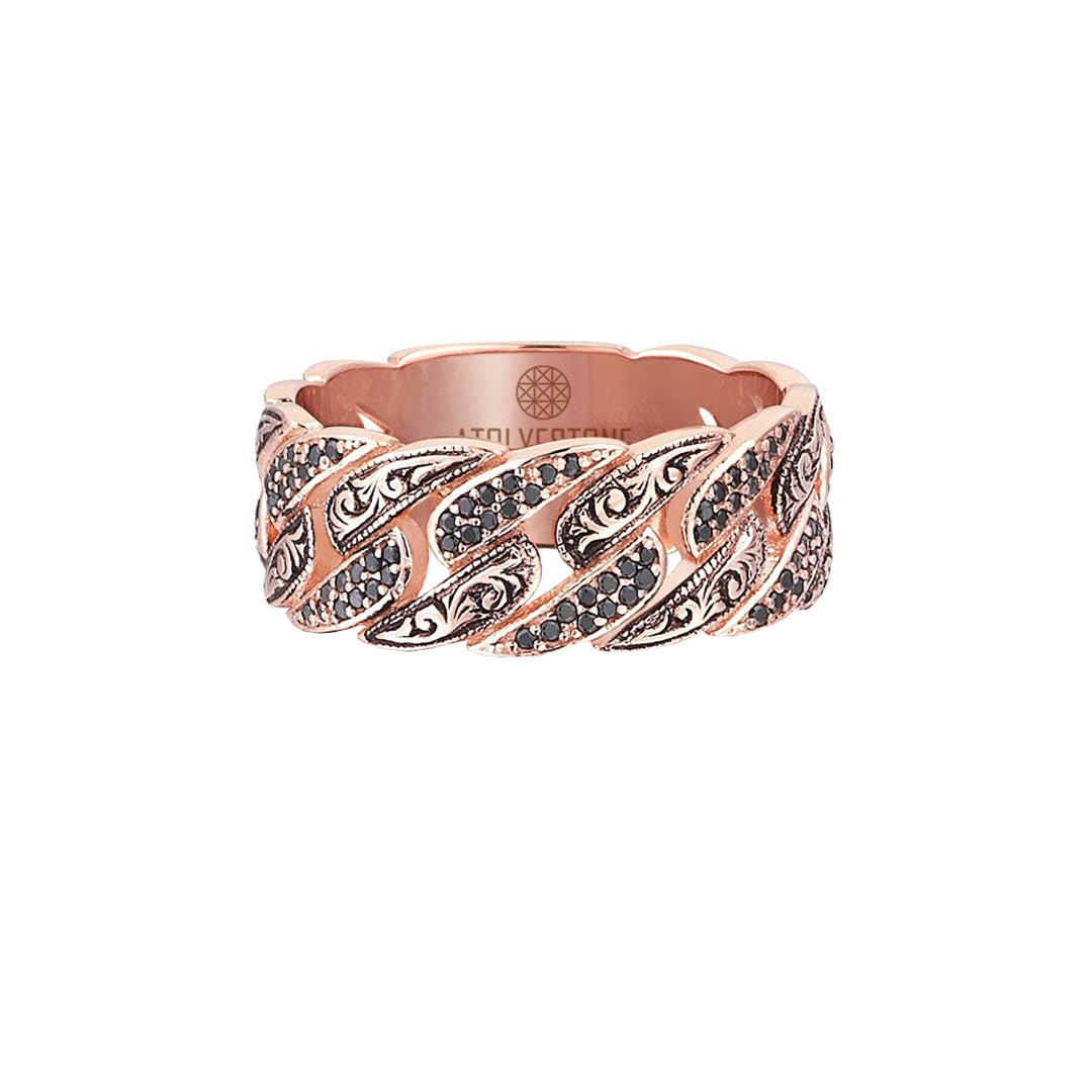 Classic Pave Chain Ring - Solid Gold