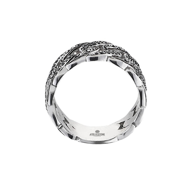 Classic Pave Chain Ring - White Gold - Pave Cubic Zirconia