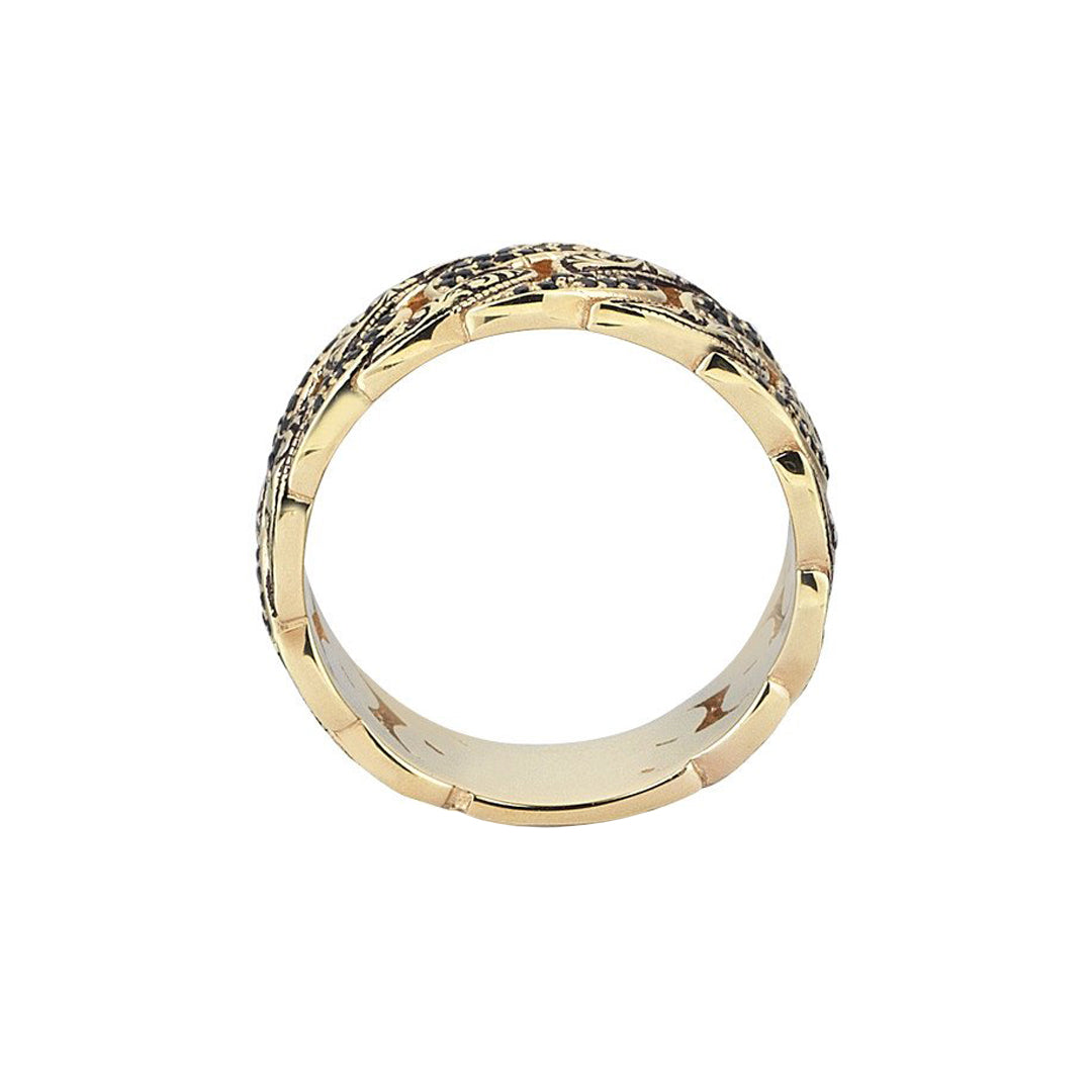 Classic Pave Chain Ring - Yellow Gold - Pave Cubic Zirconia