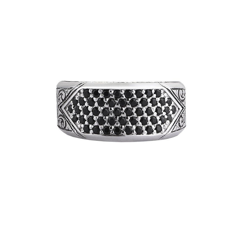 Classic Pave Signet Ring - White Gold - Pave Cubic Zirconia